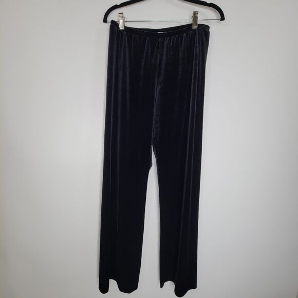 Vintage WESTERN CONNECTION Black Velour Pants Size M Pull On Straight Leg - Picture 3 of 9